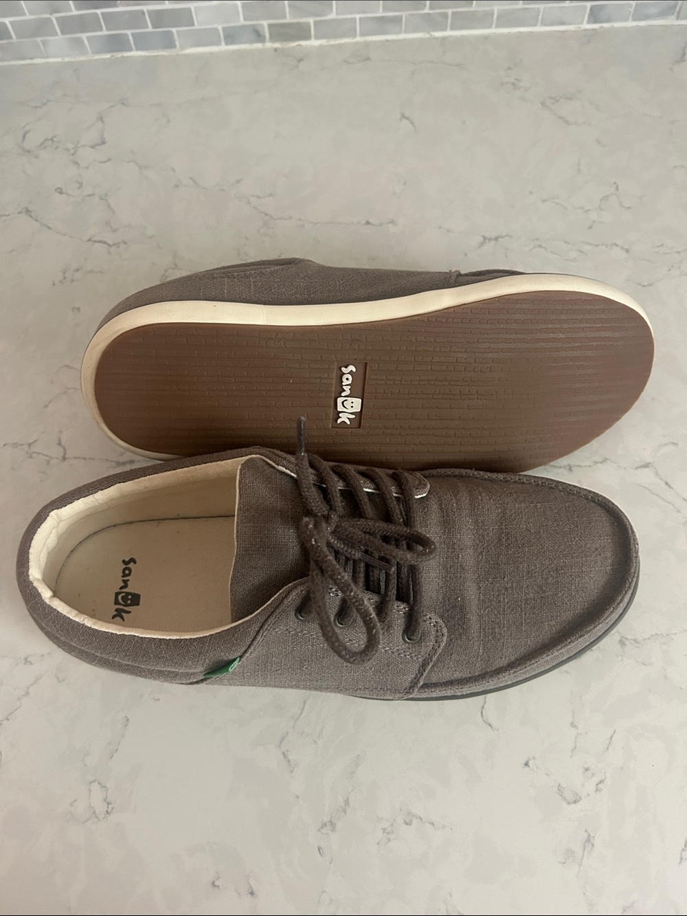 Sanuk Men’s Lace-Up Canvas Sneakers in Brown